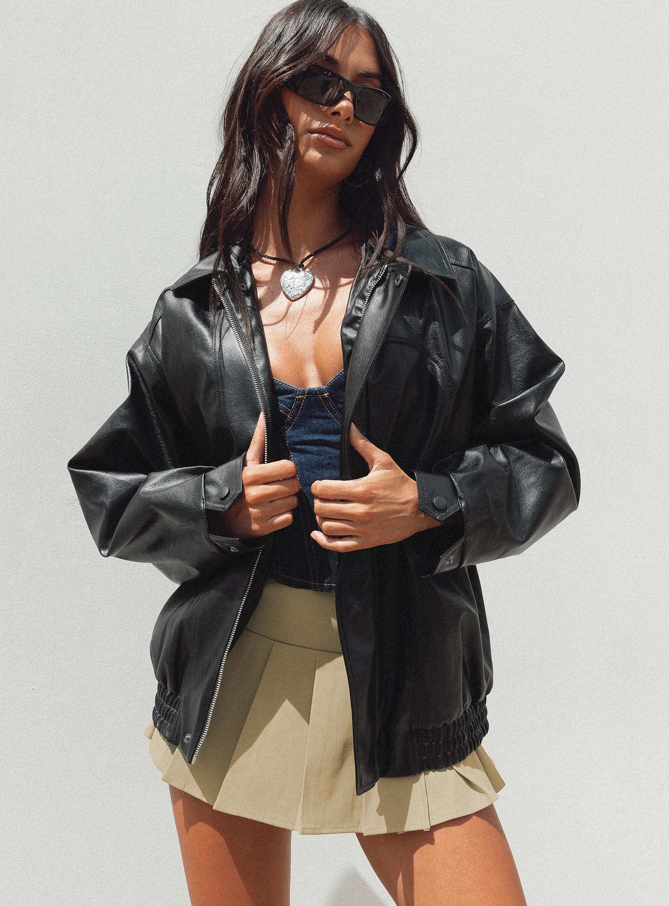 Devija Faux Leather Jacket Black - Image 6