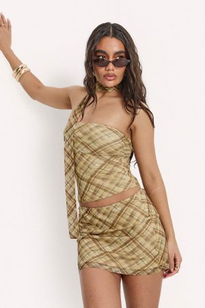 Bradee Scarf Detail Set Yellow Check