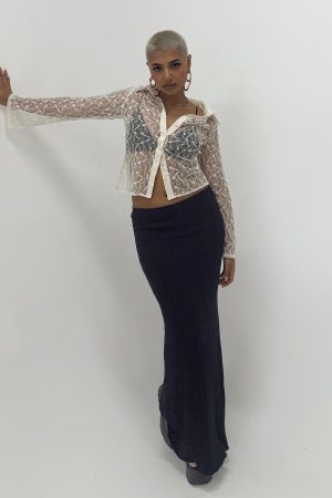 Belle Knit Maxi Skirt Black