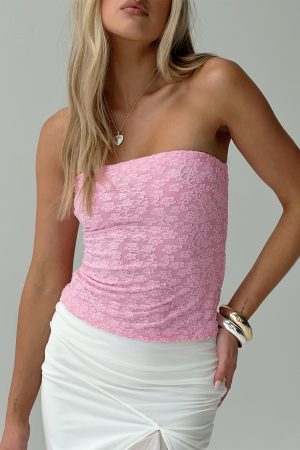 Off To Amalfi Strapless Top Pink