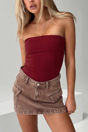 Niner Strapless Bodysuit Burgundy Petite