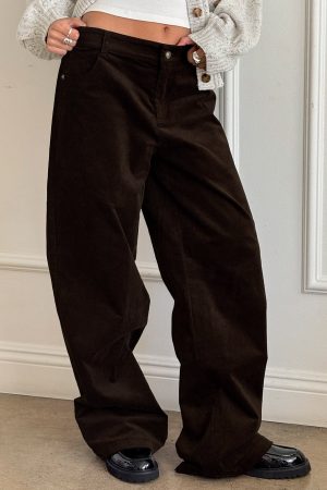 Kenza Wide Leg Corduroy Pant Brown