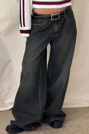Ramos Low Rise Wide Leg Jeans Grey Wash