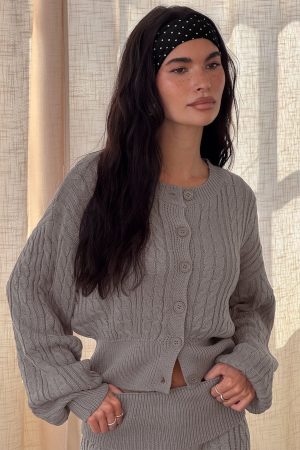 Baleigh Cable Knit Cardigan Grey