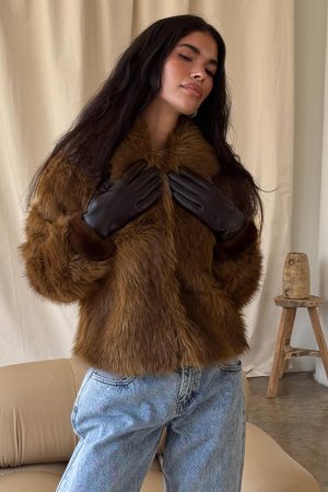 Dawnn Faux Fur Jacket Brown