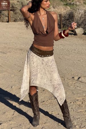 Dark Mirage Asymmetrical Midi Skirt Multi