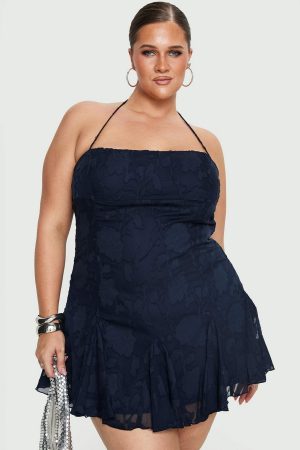 Delamere Mini Dress Navy Burnout Curve