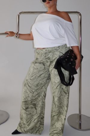 Mckinley Mid Rise Wide Leg Jeans Camouflage Curve
