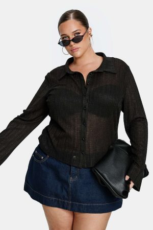 When You Sleep Long Sleeve Top Black Curve