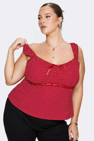 Garconne Top Red Polka Curve