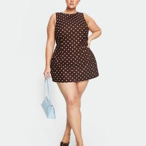 Yumiko Romper Brown Polka Curve