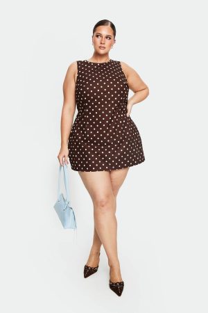 Yumiko Romper Brown Polka Curve