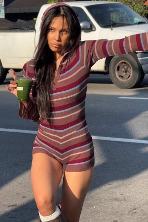 Jamima Long Sleeve Knit Playsuit Multi Stripe