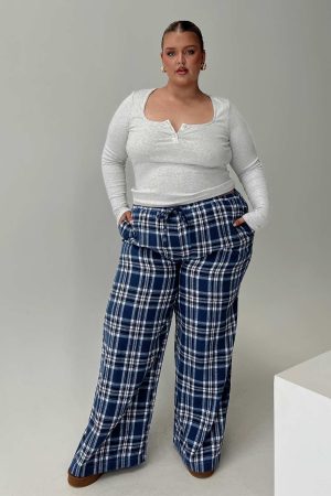 In The Morning Sleep Pant Blue Check Curve