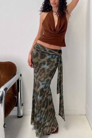 Caviar Tie Maxi Skirt Leopard