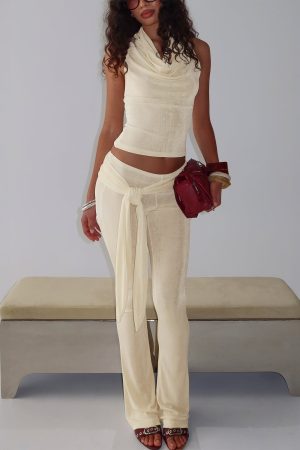 Butterfly Tie Detail Pants Lemontini