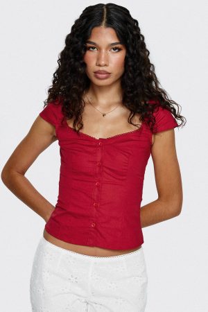 Transcendence Button Up Top Red