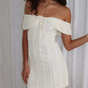Colettie Off Shoulder Mini Dress Cream