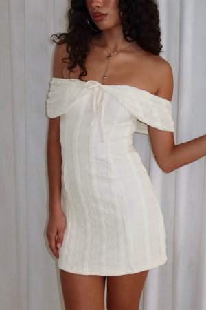 Colettie Off Shoulder Mini Dress Cream
