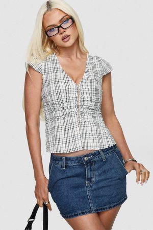 Annaleah Low Rise Denim Skort Mid Blue