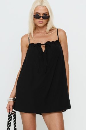 Loveless Strappy Babydoll Mini Dress Black