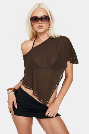 Safe Space Sheer Poncho Brown