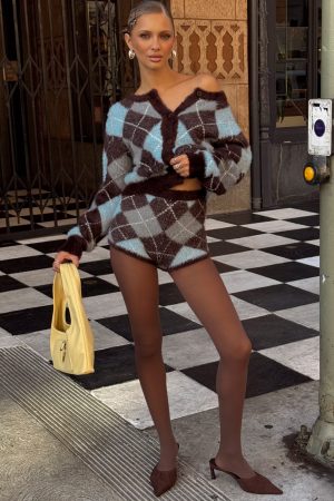 Kenlea Micro Shorts Blue Argyle