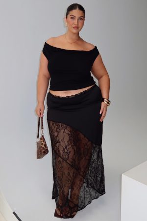 Castelli Lace Maxi Skirt Black Curve