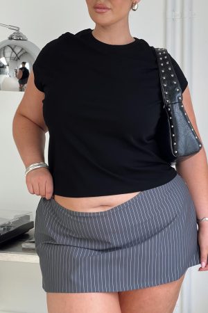 Can't Sleep Skort Charcoal Stripe Curve