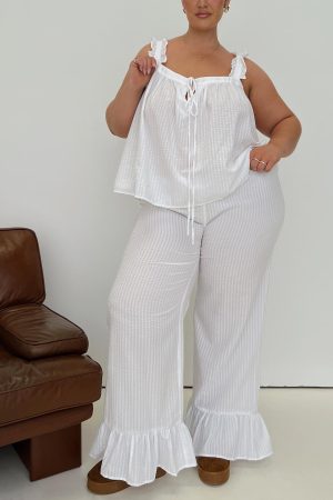 Santabelle Frill Pants White Curve