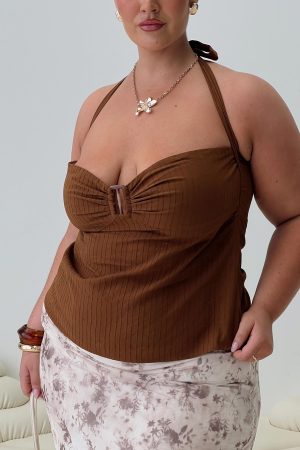 Isabetta Halter Top Chocolate Curve