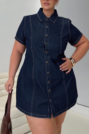 Perception Denim Mini Dress Mid Wash Curve