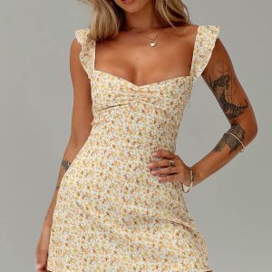 Landon Mini Dress Yellow Floral Petite