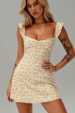 Landon Mini Dress Yellow Floral Petite