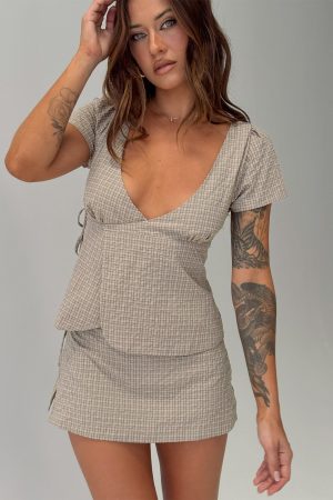 Emmilou Wrap Set Brown Check