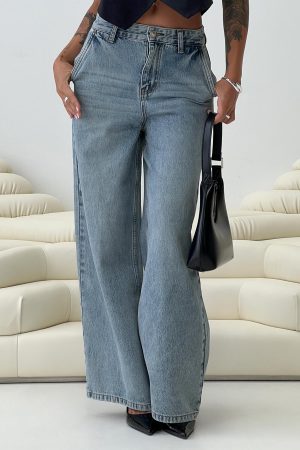Jewelz High Rise Wide Leg Jeans Light Wash