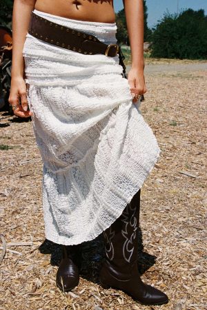Emanuella Lace Maxi Skirt White