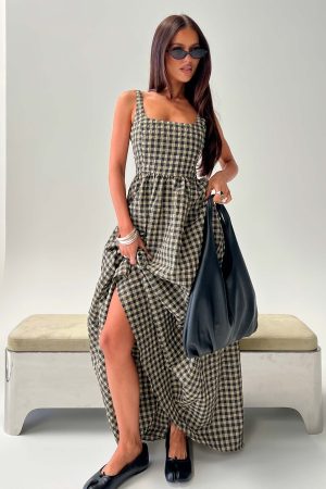 Cartmel Check Maxi Dress Black / Cream