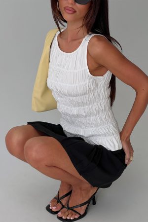 Marleene Shirred Top White