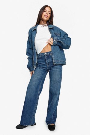 Fawcett High Rise Straight Leg Jeans Dark Blue Wash