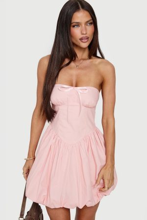 Melaina Bubble Hem Mini Dress Pink