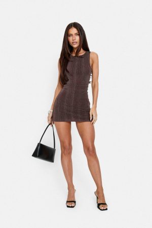 Yumiko Metallic Detail Romper Brown Stripe