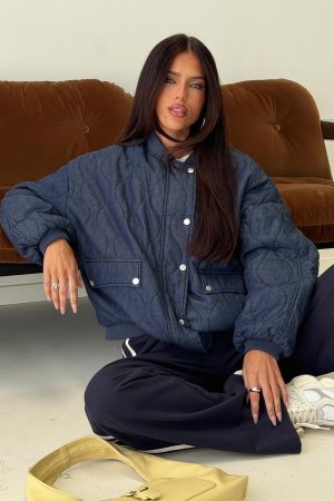 Stick Season Quilted Jacket Navy