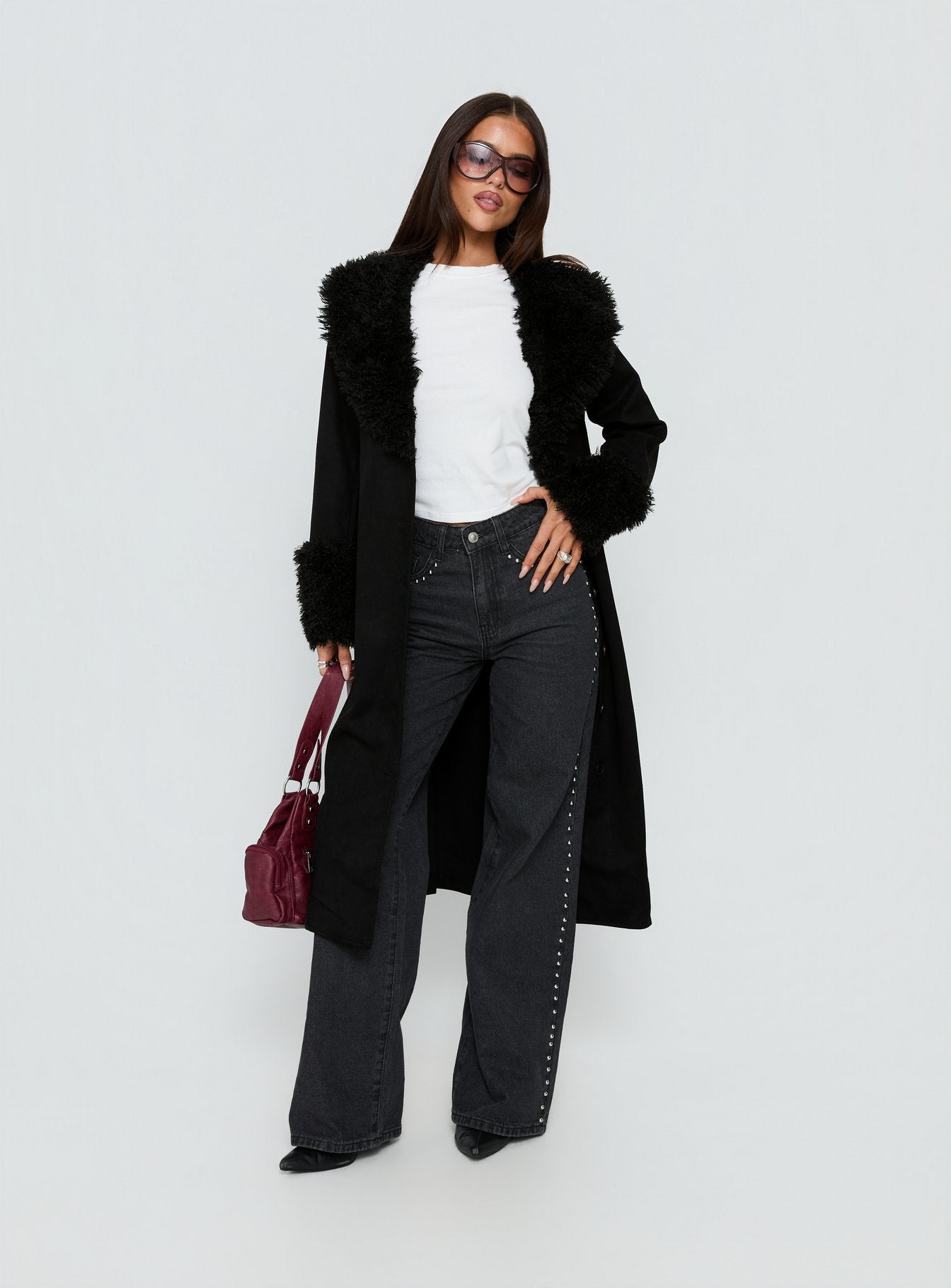 After Party Shearling Jacket Black - Image 2