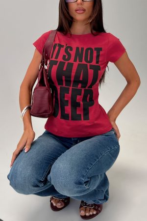 It's Not That Deep Graphic Baby Tee Red