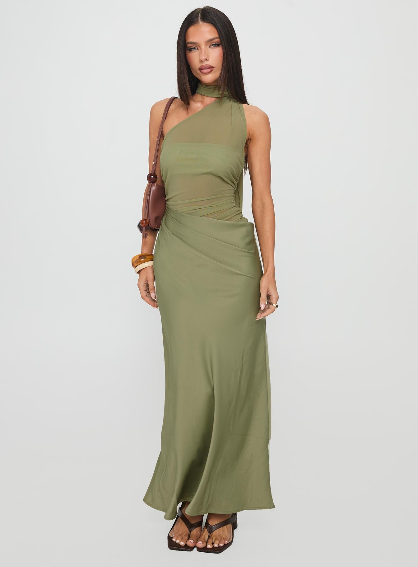 Indiara Halter Mesh Maxi Dress Green - Image 2