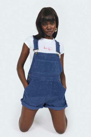 Kacey Short Overalls Navy Cord