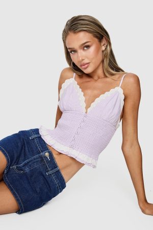 Marigolds Frill Detail Cami Top Purple