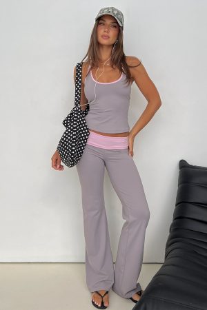 Kobee Jersey Flare Pants Slate / Dusty Pink