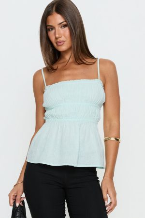 Rosecliff Ruched Longline Top Mint